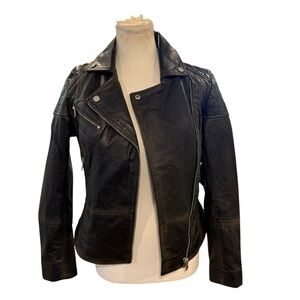 Bod & Christensen Blake Black 100% Genuine Leather Moto Biker Jacket Womens NWT